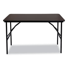 Load image into Gallery viewer, OfficeWorks Classic Wood-Laminate Folding Table, Straight Legs, Rectangular, 48" x 24" x 29", Walnut
