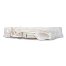Load image into Gallery viewer, Mediumweight Cutlery Kit, Fork/Knife/Napkin/Pepper/Salt/Spoon, Plastic, White, 250/Carton
