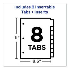 Load image into Gallery viewer, Plastic Insertable Dividers, 8-Tab, 11 x 8.5, Assorted Tabs, 1 Set
