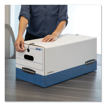 Load image into Gallery viewer, STOR/FILE Medium-Duty Strength Storage Boxes, Letter/Legal Files, 12.25" x 16" x 11", White/Blue, 4/Carton
