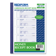 Load image into Gallery viewer, Money Receipt Book, Softcover, Two-Part Carbonless, 7 x 2.75, 4 Forms/Sheet, 200 Forms Total
