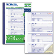 Load image into Gallery viewer, Money Receipt Book, Softcover, Two-Part Carbonless, 7 x 2.75, 4 Forms/Sheet, 200 Forms Total
