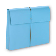 Load image into Gallery viewer, Expanding Wallet with Elastic Cord, 2" Expansion, 1 Section, Elastic Cord Closure, Letter Size, Blue, 10/Box
