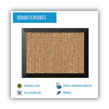 Load image into Gallery viewer, Natural Cork Bulletin Board, 36" x 24", Tan Surface, Black Wood Frame
