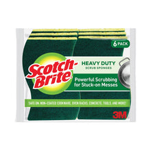 Load image into Gallery viewer, Heavy-Duty Scrub Sponge, 4.5 x 2.7, 0.6" Thick, Yellow/Green, 6/Pack
