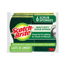 Load image into Gallery viewer, Heavy-Duty Scrub Sponge, 4.5 x 2.7, 0.6" Thick, Yellow/Green, 6/Pack
