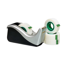 Load image into Gallery viewer, Value Desktop Tape Dispenser, Attached 1" Core, Black/Silver
