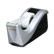 Load image into Gallery viewer, Value Desktop Tape Dispenser, Attached 1" Core, Black/Silver
