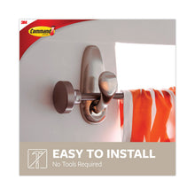Load image into Gallery viewer, Adhesive Mount Metal Hook, Large, Brushed Nickel Finish, 5 lb Capacity, 1 Hook and 2 Strips/Pack
