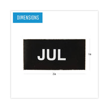 Load image into Gallery viewer, Heavy-Duty Board Magnet Labels, Months of the Year (January-December), 1" Tall, White Characters, Black Background, 12/Pack
