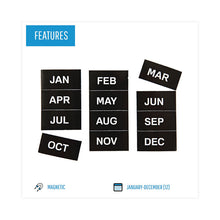 Load image into Gallery viewer, Heavy-Duty Board Magnet Labels, Months of the Year (January-December), 1" Tall, White Characters, Black Background, 12/Pack
