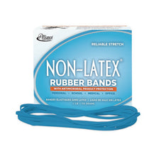 Load image into Gallery viewer, Antimicrobial Non-Latex Rubber Bands, Size 117B, 0.06" Gauge, Cyan Blue, 4 oz Box, 62/Box
