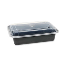 Load image into Gallery viewer, Newspring VERSAtainer Microwavable Containers, 38 oz, 8.8 x 6 x 2.5, Black/Clear, Plastic, 150/Carton
