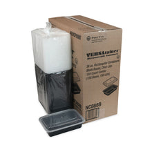 Load image into Gallery viewer, Newspring VERSAtainer Microwavable Containers, 38 oz, 8.8 x 6 x 2.5, Black/Clear, Plastic, 150/Carton
