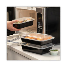 Load image into Gallery viewer, Newspring VERSAtainer Microwavable Containers, 38 oz, 8.8 x 6 x 2.5, Black/Clear, Plastic, 150/Carton
