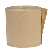 Load image into Gallery viewer, Recycled Hardwound Paper Towels, 1-Ply, 8" x 600 ft, 1.6 Core, Kraft, 12 Rolls/Carton
