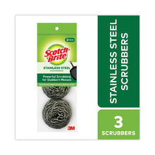 Load image into Gallery viewer, Metal Scrubbing Pads, 2.25 x 2.75, Silver, 3/Pack, 8 Packs/Carton
