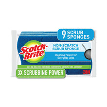 Load image into Gallery viewer, Non-Scratch Multi-Purpose Scrub Sponge, 4.4 x 2.6, 0.8" Thick, Blue, 9/Pack
