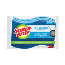 Load image into Gallery viewer, Non-Scratch Multi-Purpose Scrub Sponge, 4.4 x 2.6, 0.8" Thick, Blue, 3/Pack
