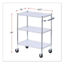 Load image into Gallery viewer, Three-Shelf Wire Cart with Liners, Metal, 3 Shelves, 600 lb Capacity, 34.21" x 18" x 40", Silver
