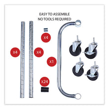 Load image into Gallery viewer, Three-Shelf Wire Cart with Liners, Metal, 3 Shelves, 600 lb Capacity, 34.21" x 18" x 40", Silver
