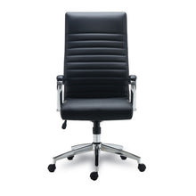 Load image into Gallery viewer, Alera Eddleston Leather Manager Chair, Supports Up to 275 lb, Black Seat/Back, Chrome Base
