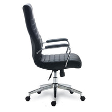 Load image into Gallery viewer, Alera Eddleston Leather Manager Chair, Supports Up to 275 lb, Black Seat/Back, Chrome Base
