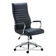 Load image into Gallery viewer, Alera Eddleston Leather Manager Chair, Supports Up to 275 lb, Black Seat/Back, Chrome Base
