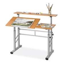 Load image into Gallery viewer, Height-Adjustable Split Level Drafting Table, Rectangular/Square, 47.25 x 29.75 x 26 to 37.25, Medium Oak
