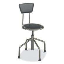 Load image into Gallery viewer, Diesel Low Base Stool with Back, Supports Up to 250 lb, 16" to 22" Seat Height, Black Seat, Black Back, Pewter Base
