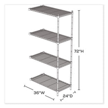 Load image into Gallery viewer, Industrial Add-On Unit, Four-Shelf, 36w x 24d x 72h, Steel, Black
