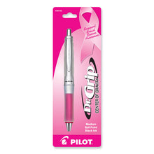Load image into Gallery viewer, Dr. Grip Center of Gravity Breast Cancer Awareness Ballpoint Pen, Retractable, Medium 1 mm, Black Ink, Silver/Pink Barrel
