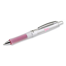 Load image into Gallery viewer, Dr. Grip Center of Gravity Breast Cancer Awareness Ballpoint Pen, Retractable, Medium 1 mm, Black Ink, Silver/Pink Barrel
