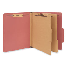 Load image into Gallery viewer, Pressboard Classification Folders, 2/5 Tab: Right of Center, Expands 2", 2 Dividers, 6 Fasteners, Letter Size, Red, 10/Box
