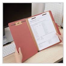 Load image into Gallery viewer, Pressboard Classification Folders, 2/5 Tab: Right of Center, Expands 2", 2 Dividers, 6 Fasteners, Letter Size, Red, 10/Box
