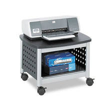 Load image into Gallery viewer, Scoot Under-Desk Printer Stand, Metal, 2 Shelves, 100 lb Capacity, 20.25" x 16.5" x 14.5", Black/Silver

