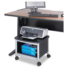 Load image into Gallery viewer, Scoot Under-Desk Printer Stand, Metal, 2 Shelves, 100 lb Capacity, 20.25" x 16.5" x 14.5", Black/Silver
