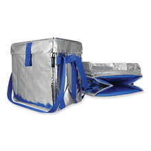 Load image into Gallery viewer, Fresh Eco Freeze Tote, (2) Blue Nylon Shoulder Straps, (2) Blue Nylon Strap Handles, 13.5" x 9" x 13", Silver/Blue, 4/Carton
