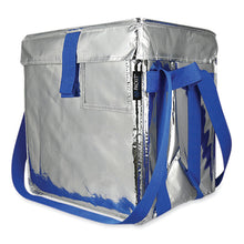 Load image into Gallery viewer, Fresh Eco Freeze Tote, (2) Blue Nylon Shoulder Straps, (2) Blue Nylon Strap Handles, 13.5" x 9" x 13", Silver/Blue, 4/Carton
