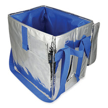Load image into Gallery viewer, Fresh Eco Freeze Tote, (2) Blue Nylon Shoulder Straps, (2) Blue Nylon Strap Handles, 13.5" x 9" x 13", Silver/Blue, 4/Carton
