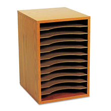 Load image into Gallery viewer, Wood Vertical Desktop Sorter, 11 Compartments, 10.63 x 11.88 x 16, Medium Oak
