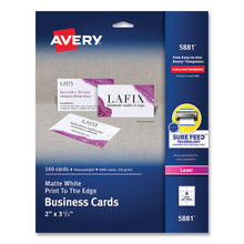 Load image into Gallery viewer, Print-to-the-Edge Microperforated Business Cards with Sure Feed Technology, Laser, 2 x 3.5, White, 8/Sheet, 20 Sheets/Pack
