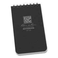 Load image into Gallery viewer, All-Weather Wire-O Notepad, Black Cover, Universal: Narrow Rule and Quadrille Rule (4 sq/in), (50) White 3 x 5 Sheets
