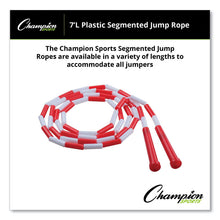 Load image into Gallery viewer, Segmented Plastic Jump Rope, 7 ft, Red/White

