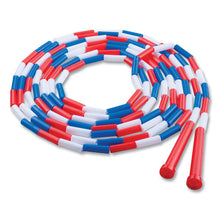 Load image into Gallery viewer, Segmented Plastic Jump Rope, 16 ft, Red/Blue/White
