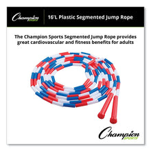 Load image into Gallery viewer, Segmented Plastic Jump Rope, 16 ft, Red/Blue/White
