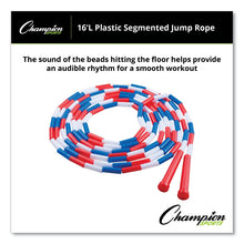 Load image into Gallery viewer, Segmented Plastic Jump Rope, 16 ft, Red/Blue/White
