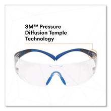 Load image into Gallery viewer, SecureFit 400 Protective Eyewear, Frameless, Black/Blue Arms, Clear Single Lens
