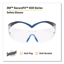Load image into Gallery viewer, SecureFit 400 Protective Eyewear, Frameless, Black/Blue Arms, Clear Single Lens
