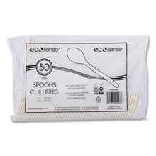 Load image into Gallery viewer, EcoSense Renewable Plant Starch Cutlery, Spoon, Plastic, Cream, 50/Pack, 20 Packs/Carton
